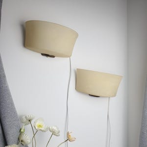 Pair of sand color moonstone Italian vintage Midcentury glass wall sconces image 4