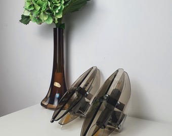 Pair of Smoked Glass Wall Sconces by Veca | Retro Vintage Space Age Decor