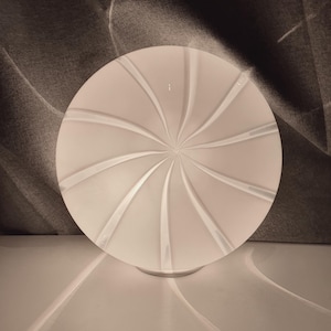 Vintage Murano glass white swirl flush mount light fixture |  handcrafted retro lighting |  MCM Midcentury home deco wall ceiling lamp