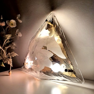 Small La Murrina Murano Glass Flush Mount Light: White, Clear, Golden Base