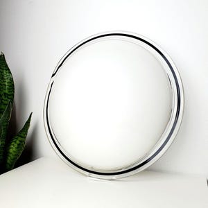Vintage Murano Glass Flush Mount Light | White & Black Clear Handcrafted Edged Ceiling or Wall Lamp | MCM Midcentury Italian Retro Decor