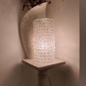 Vintage Murano glass floral table lamp with hand-crafted flowers | Retro decor bedside light fixture | luxurious lighting | gifts for her