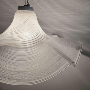 Vintage Murano Glass Handkerchief Pendant Light: Italian Filigree Chandelier