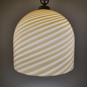 Vintage Beige Swirl Murano Glass Pendant Light - Italian MCM Decor