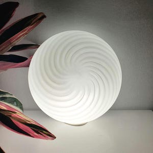 Vintage Murano Glass White Swirl Flush Mount Light | Handcrafted Retro Ceiling or Wall Lamp | MCM Minimalist Home Decor | Housewarming Gift