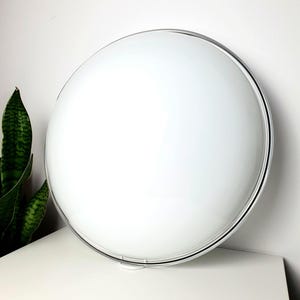 XL Vintage Murano Glass Flush Mount Light | White & Black Clear Handcrafted Edged Ceiling or Wall Lamp | MCM Midcentury Italian Retro Decor