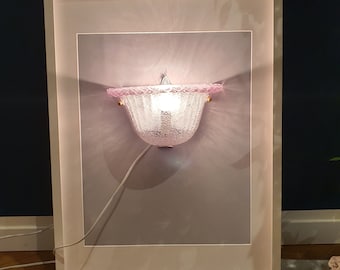 Aplique de cristal de Murano con flores hecho a mano: Lámpara de pared Art Déco rosa