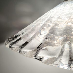 1980s Vintage Murano glass shell shape flowing pendant light / clear base white