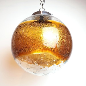 Vintage Amber Murano Glass Pendant Light: Hand-Blown Globe Lamp