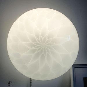 Vintage Murano glass white floral bubbles flush mount light fixture
