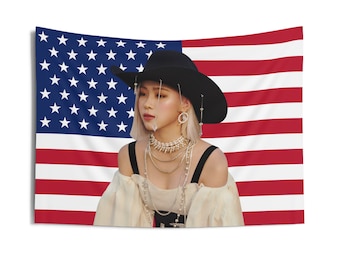 ITZY Yuna America Flag Banner, Itzy World Tour Kpop Flag, Born to