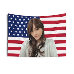 NCT WAYV Xiaojun Wig USA Flag Banner Wall Tapestry kpop tour merch album light stick photocard holder binder lanyard shirt tote bag keychain