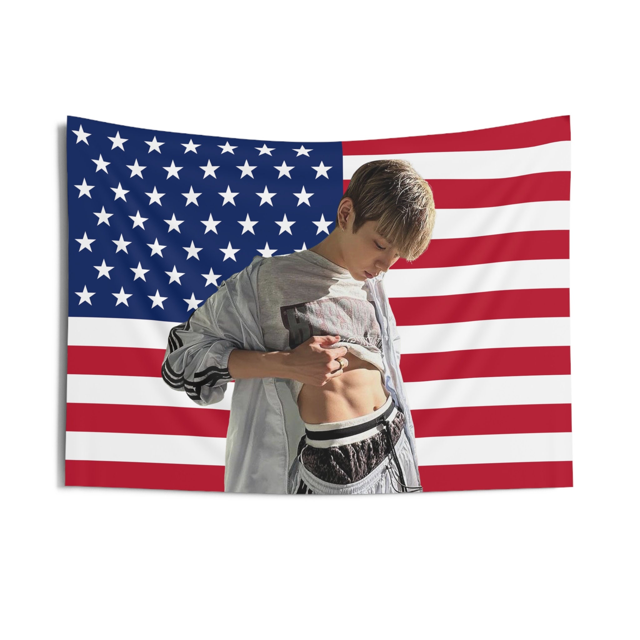 RIIZE Shotaro Abs USA Flag Banner Wall Tapestry Kpop Tour