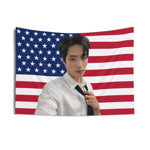 P1HARMONY Keeho Black Tie USA Flag Banner Wall Tapestry kpop tour merch album light stick photocard holder binder lanyard shirt hoodie tote