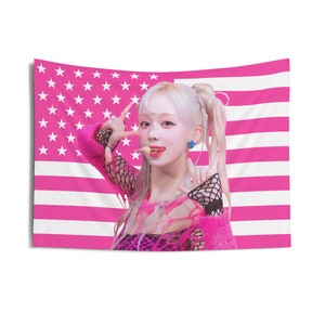 AESPA Winter Supernova Pink USA Flag Banner Wall Tapestry kpop tour merch album light stick photocard holder binder pin lanyard shirt hoodie