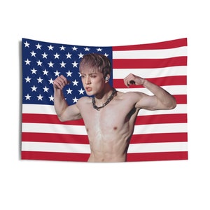NCT WAYV Yangyang Tank Top USA Flag Banner Tapestry, Kpop Merch