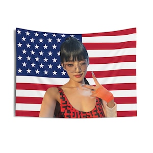I-DLE Minnie Workout USA Flag Banner Wall Tapestry kpop tour merch album light stick photocard holder binder pin lanyard shirt keychain y2k