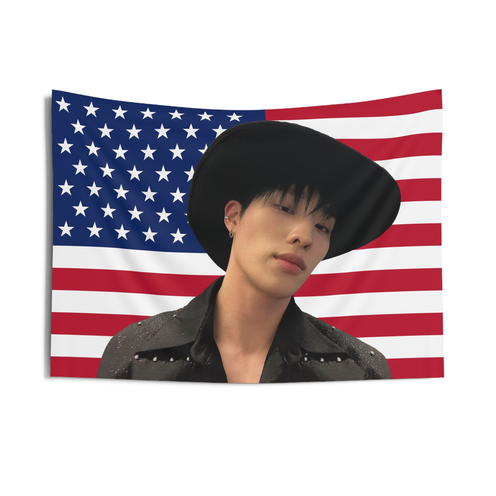 P1HARMONY Keeho Cowboy USA Flag Banner Wall Tapestry Kpop Tour