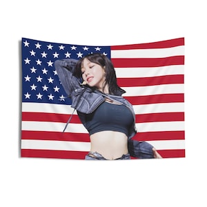AESPA Karina Denim USA drapeau bannière tapisserie murale kpop tour merch album bâton lumineux porte-photos reliure épingle lanière chemise à capuche sac fourre-tout