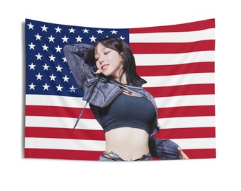 AESPA Karina Denim USA Flag Banner Wall Tapestry kpop tour merch album light stick photocard holder binder pin lanyard shirt hoodie tote bag