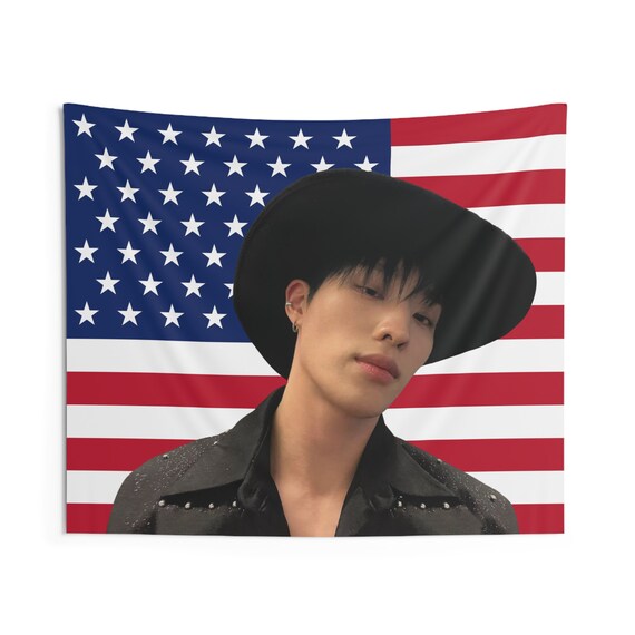 P1HARMONY Keeho Cowboy USA Flag Banner Wall Tapestry Kpop Tour