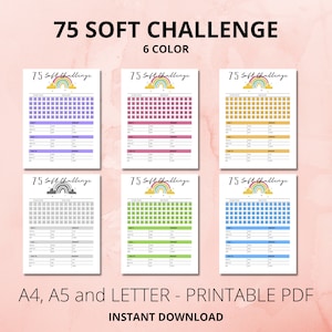75 Soft Challenge Tracker, Day Challenge Printable, Weight Loss Challenge, 75 Fitness Journal, 75 Soft Challenge,  Self Improvement, PDF
