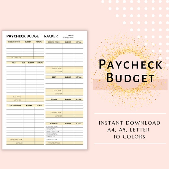 Paycheck Budget Overview Template Printable Daily Financial - Etsy