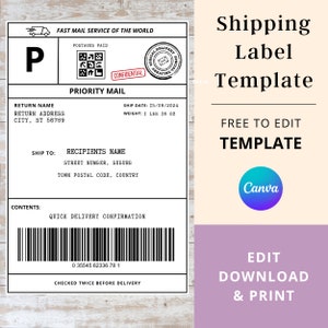Fake Shipping Label Template | Editable Personalized Mail Label | Shipping Label Template | Mail Shipping Label Template For Gift Box
