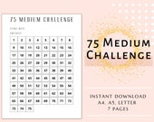75 Medium Challenge Tracker, Day Challenge Printable, Weight Loss Challenge, 75 Fitness Journal, 75 Soft Challenge,  Self Improvement, PDF
