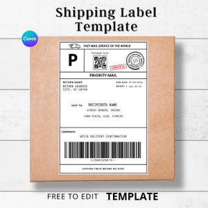 Fake Shipping Label Template | Editable Personalized Mail Label | Shipping Label Template | Mail Shipping Label Template For Gift Box