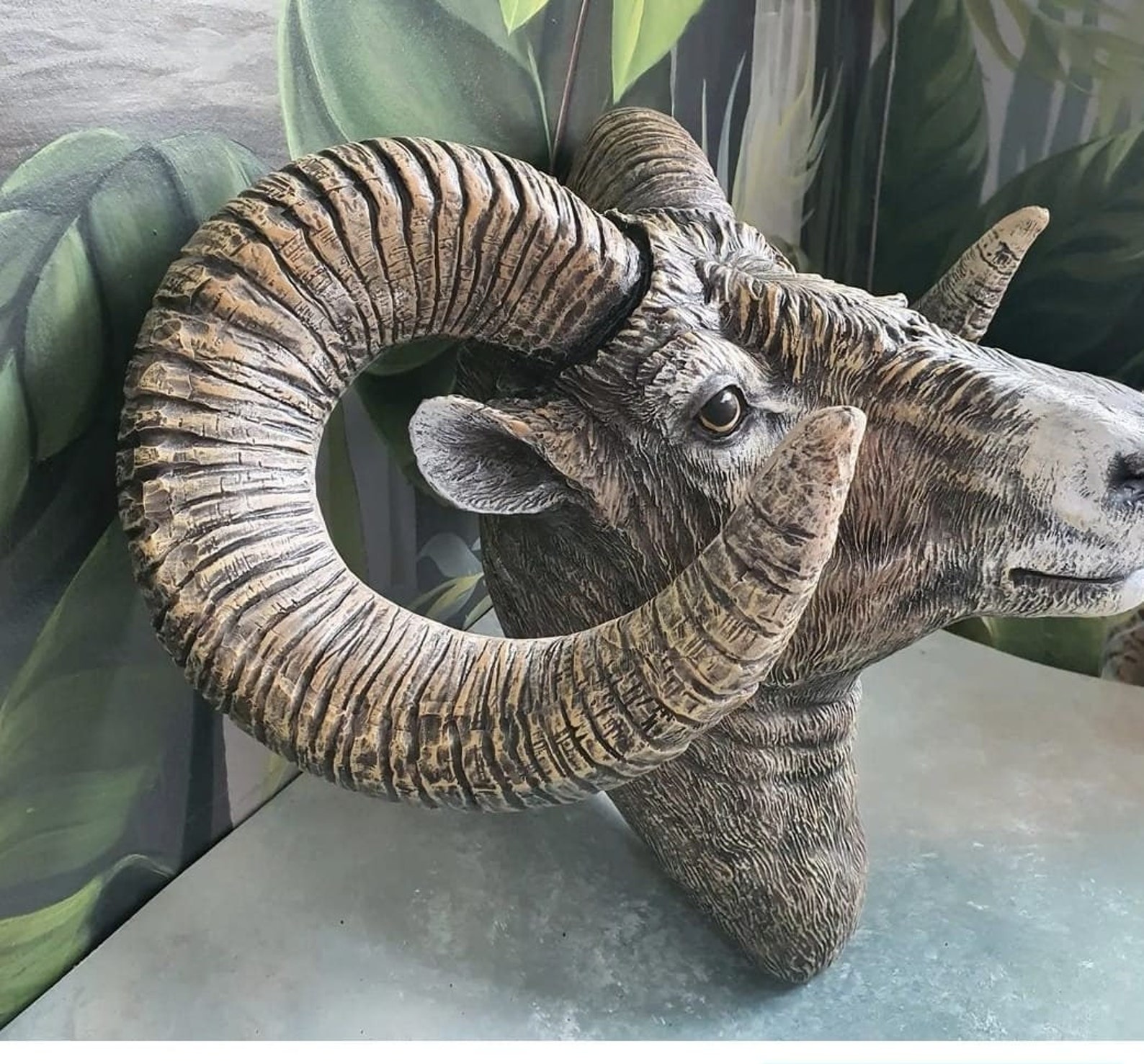 Realistic Huge Ram's Animal Head, Wall Decor Statue, Ram Head Wall