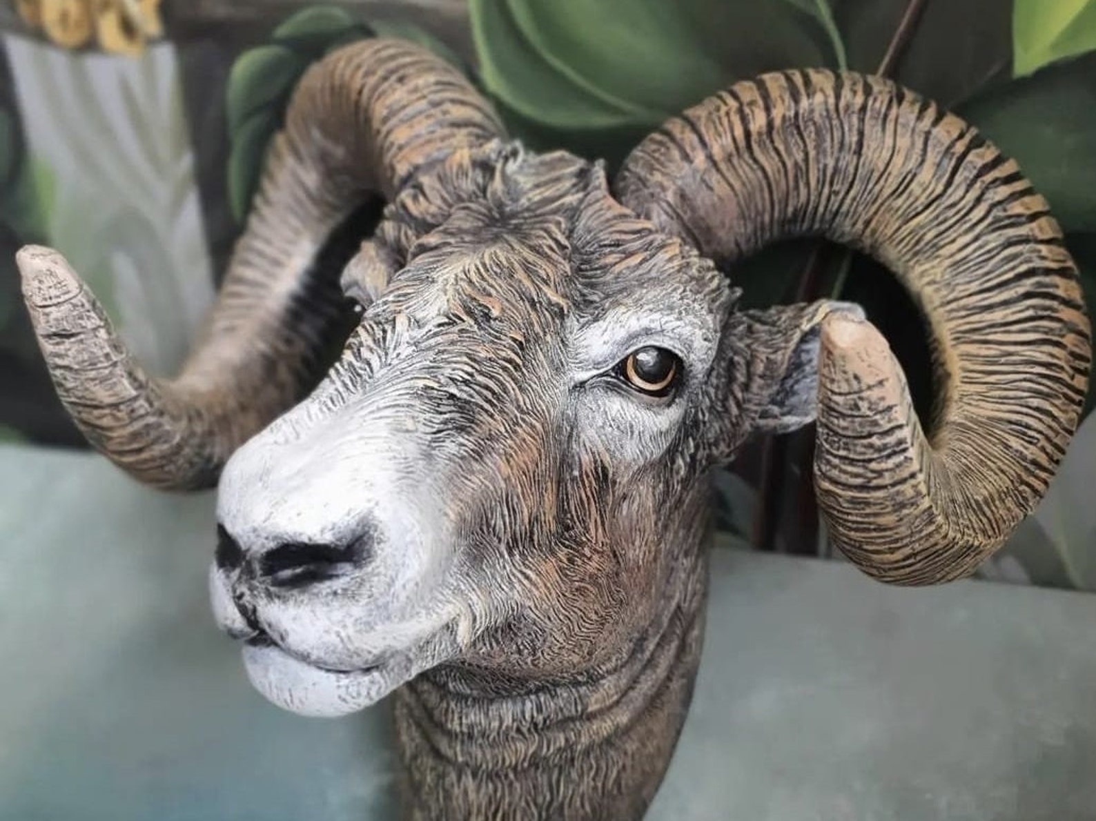 Realistic Huge Ram's Animal Head, Wall Decor Statue, Ram Head Wall