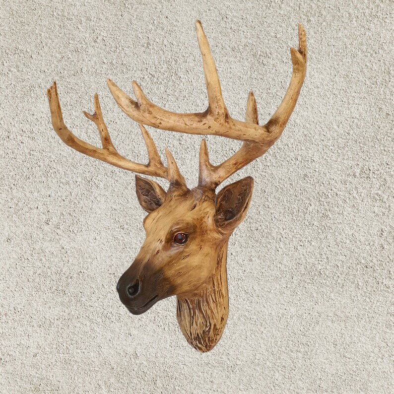 Lifelike Deer Head Wall Mount - Realistic Faux Taxidermy Sculpture for ...