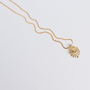 Steel Chain Yellow Gold Plated with Moon Eye Sun Charm Jewelry Women Lina&Lucia