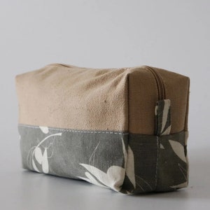 Elegante bolsa de maquillaje de algodón con diseño de rama de olivo, organizador de cosméticos y viajes simple, portátil y ecológico, bolsa, regalo para ella