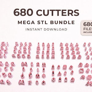 Lot de 680 découpeurs en pâte polymère STL – Méga téléchargement numérique | Fichiers pour coupe-boucles d'oreilles | Outils d'impression 3D pour pâte à modeler | Trousse d'affaires pour bijoux