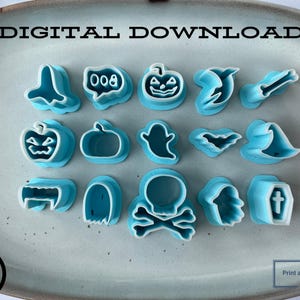 Halloween Polymer Clay Cutter Set: 15 Designs (Digital Download)