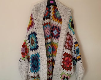 Easy Crochet Pattern, Shrug cardigan pattern, crochet cardigan pattern, retro cardigan, Beginner Crochet, granny square crochet cardigan