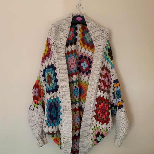 Easy Crochet Pattern, Shrug cardigan pattern, crochet cardigan pattern, retro cardigan, Beginner Crochet, granny square crochet cardigan