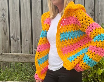 Easy Crochet Pattern, No Sew Cardigan Crochet Pattern, Quick Beginners Crochet Pattern || Crochet Hoodie || No Sew Crochet Clothes for Women