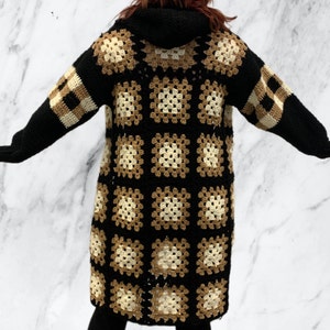 Easy Crochet Pattern, Gothic Long cardigan pattern, Plaid Sleeve cardigan pattern, Alt cardigan PDF, Goth cardigan, Beginner Crochet Pattern