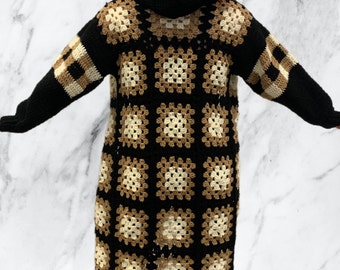 Easy Crochet Pattern, Gothic Long cardigan pattern, Plaid Sleeve cardigan pattern, Alt cardigan PDF, Goth cardigan, Beginner Crochet Pattern