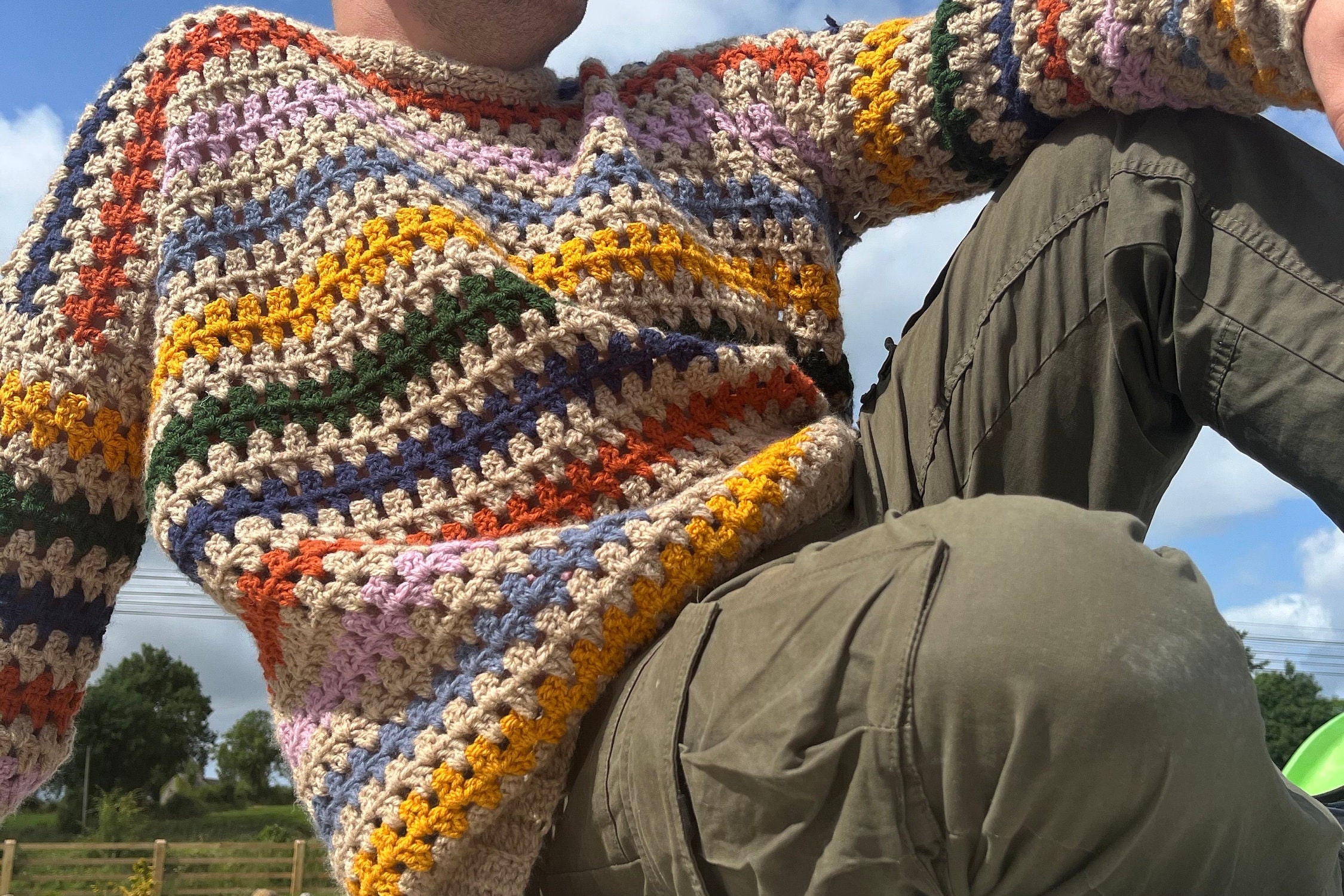 Easy Crochet Pattern, Oversized Striped Crochet Fall Sweater