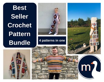 Easy Crochet Pattern Bundle, Best Seller Crochet Pattern Bundle, Granny Square Cardigan, Beginner Crochet Pattern, Summer Crochet