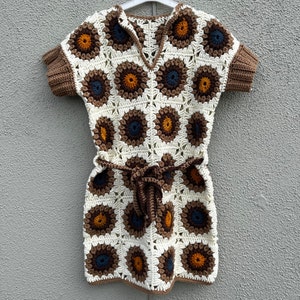 Easy Crochet Pattern, Sunburst Granny Square Crochet Dress Pattern, Spring Summer Autumn Hippie Boho Dress PDF, Beginner Crochet Pattern