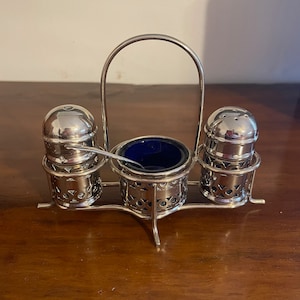 Vintage 5 Piece Silver Plated Condiment Set