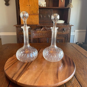 Pair Antique Cut Glass Decanters