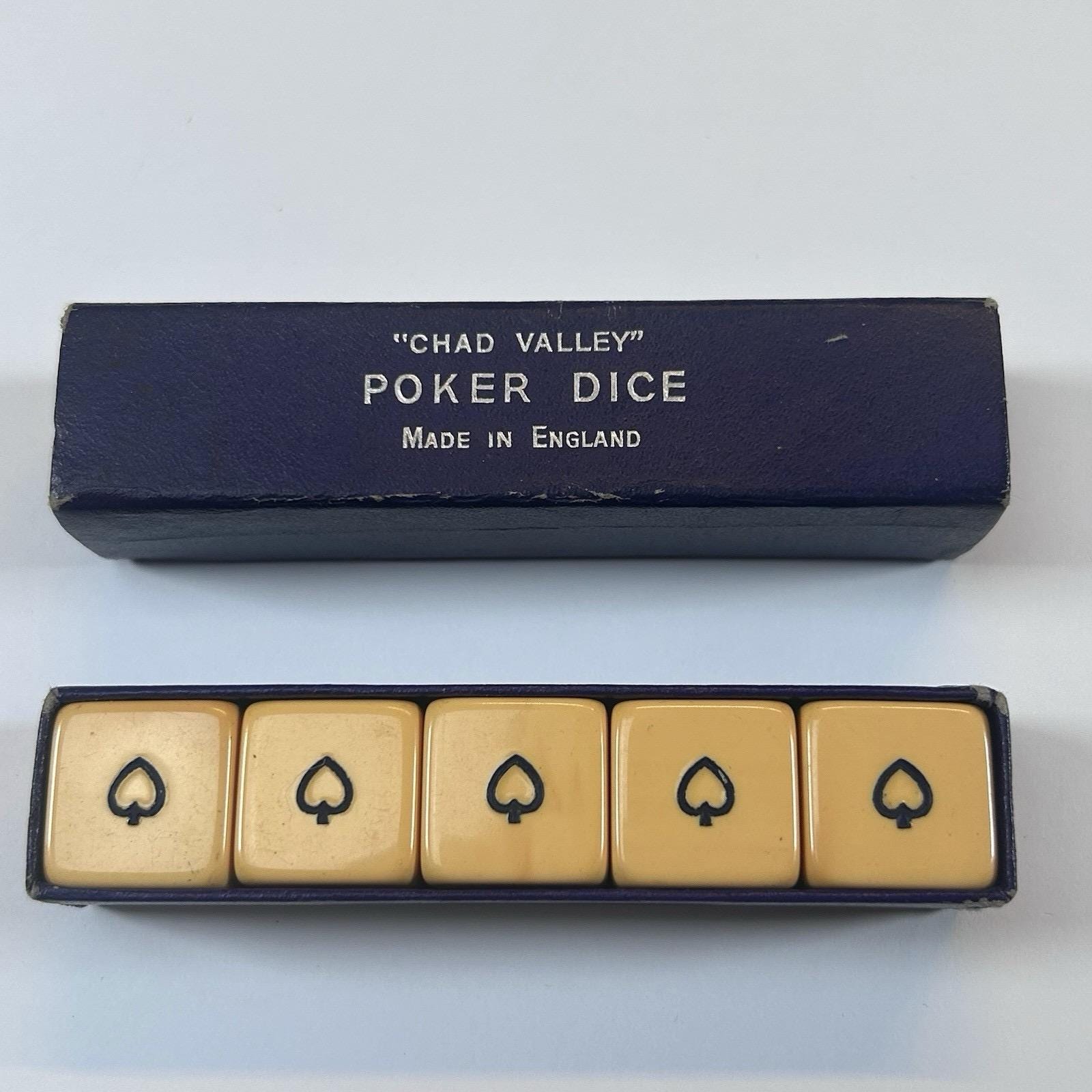 Vintage Butterscotch Bakelite Poker Dice Set of 5 by Chad Valley