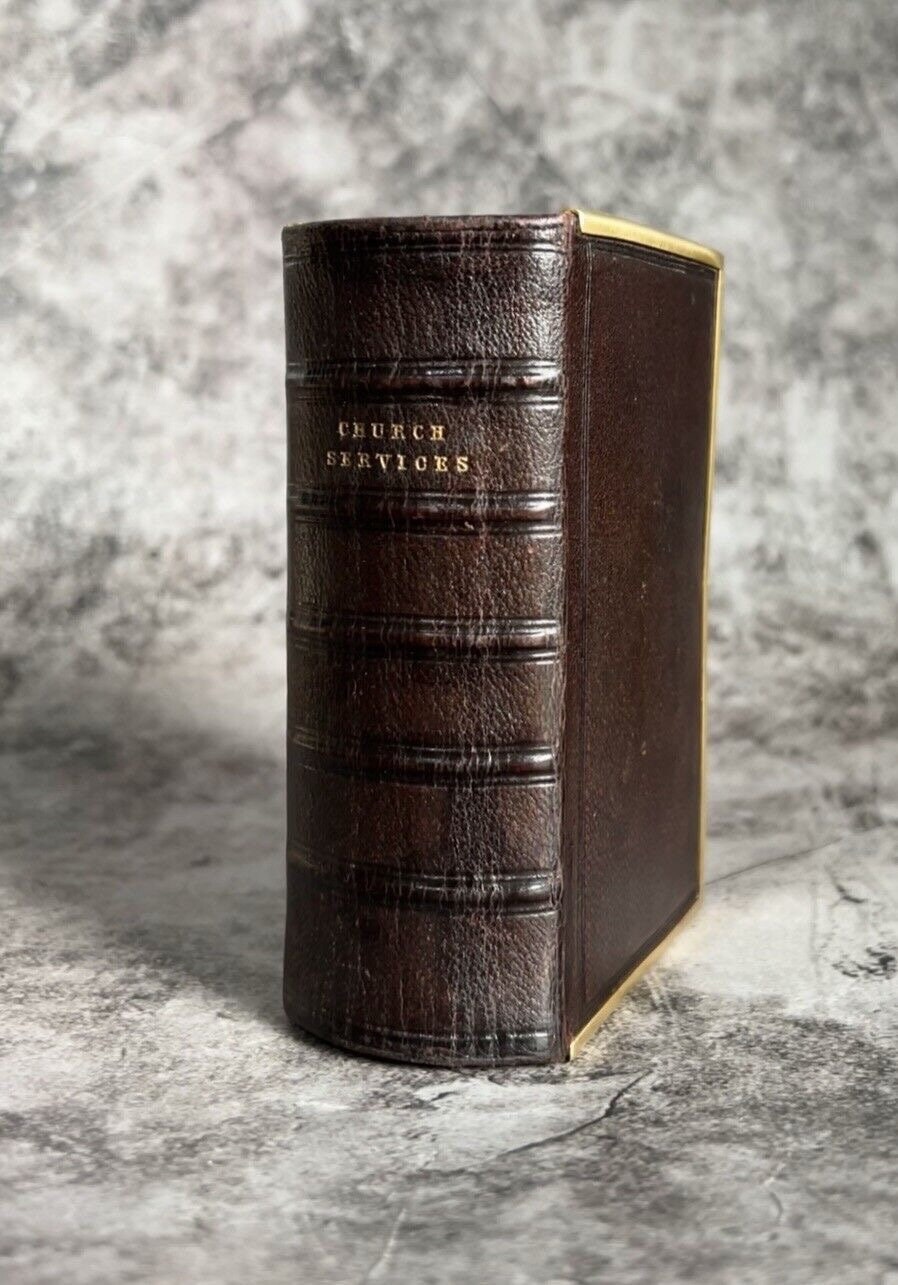 Antique 1859 Old Bible New Testament & Common Prayer Book Leather