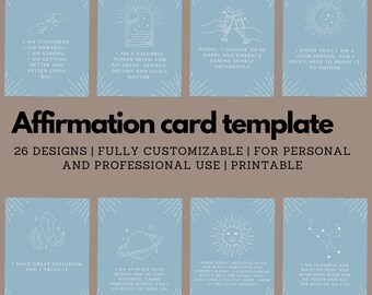 Self Love Affirmation Cards, Printable Affirmation Card Deck, Manifestation Affirmation Cards, Vision Board Printable, Instant Download PDF